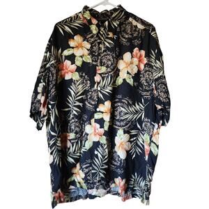 Tori Richard Hawaiian Shirt Mens Size XXL Short Sleeve Button Up Black Floral
